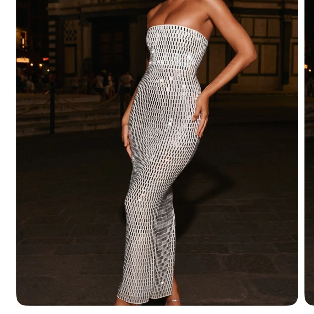 Elegant Strapless Black and White Dress